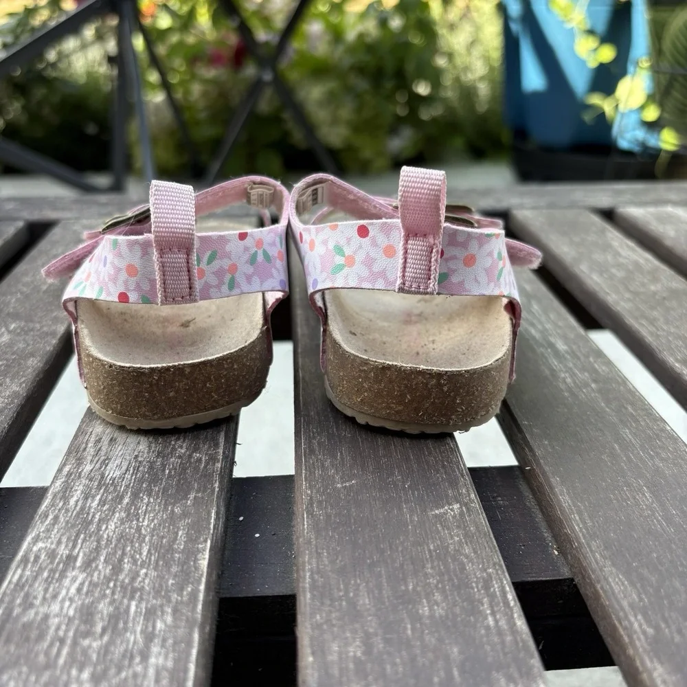 Carter's Toddler 6M Pink Duncan Floral Sandals Cottagecore Boho Cork Footbed